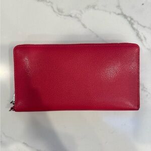 Halogen Red Faux Leather Zip Wallet